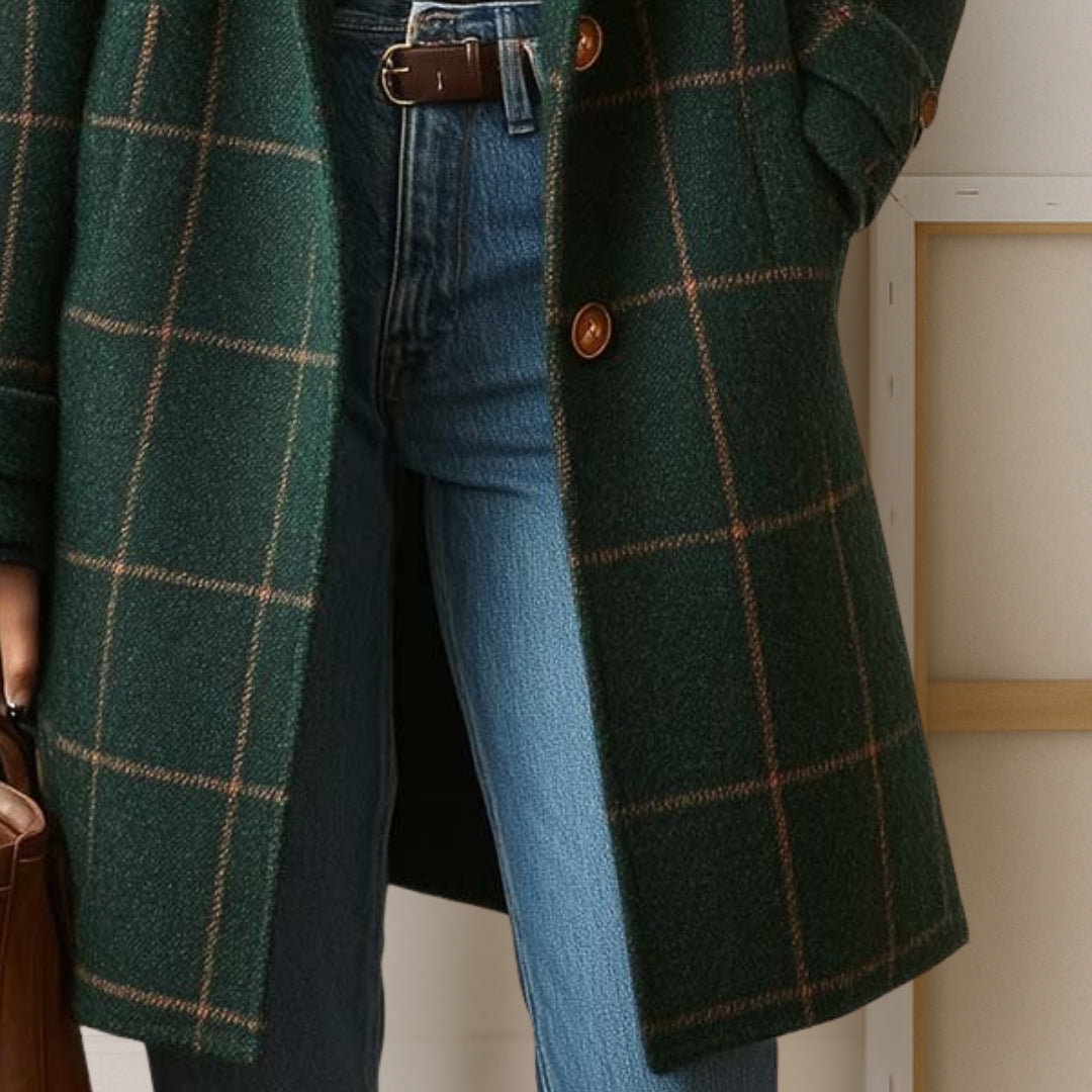 Jules™ | Long Tweed Plaid Coat