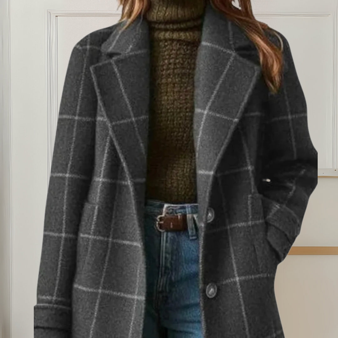 Jules™ | Long Tweed Plaid Coat