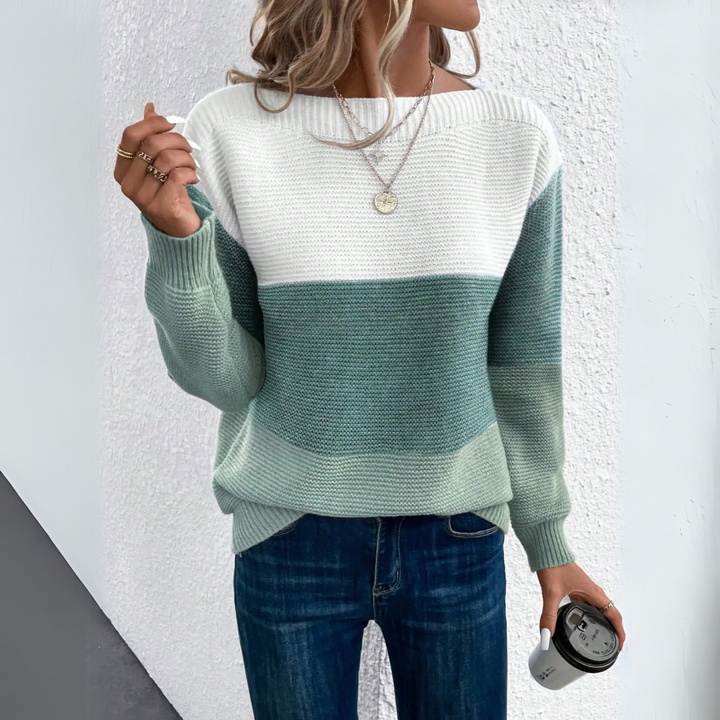 Clara | Chic Tri-Color Patchwork Knit Sweater