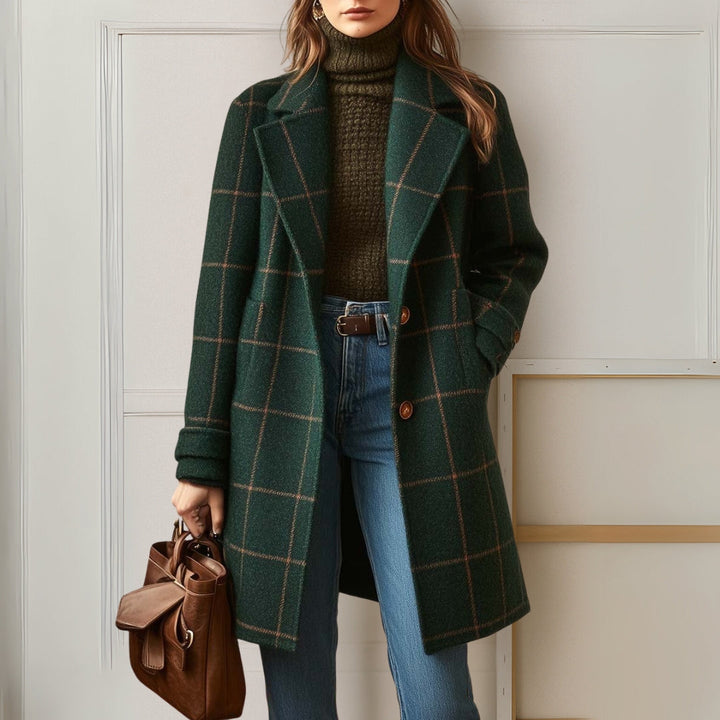 Jules™ | Long Tweed Plaid Coat