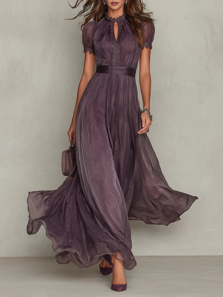 The Evening Capsule Maxi — Chiffon Keyhole Dress in Deep Violet
