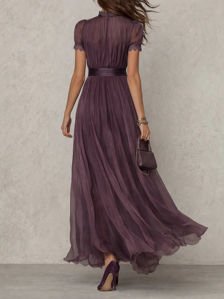 The Evening Capsule Maxi — Chiffon Keyhole Dress in Deep Violet
